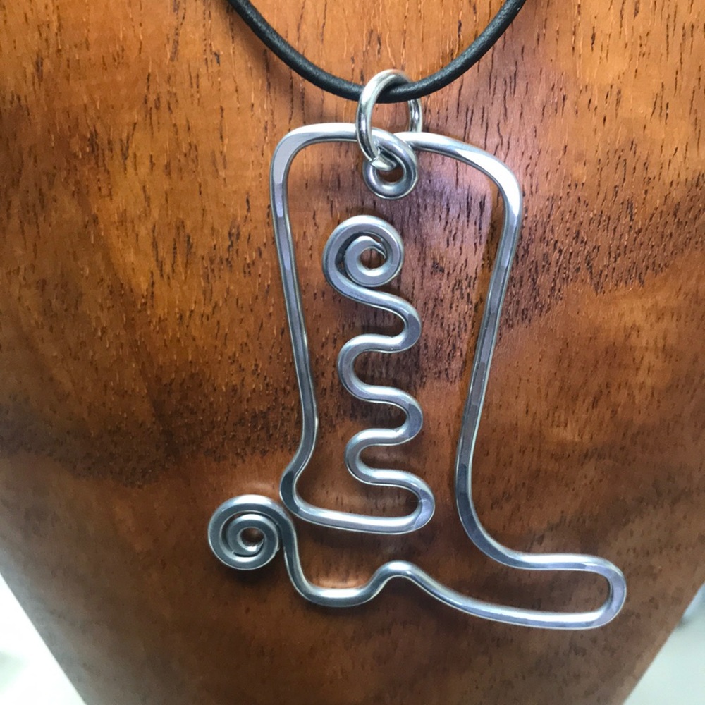 Aluminum recycled pendant with cord necklace